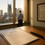 preparing a deed in an office